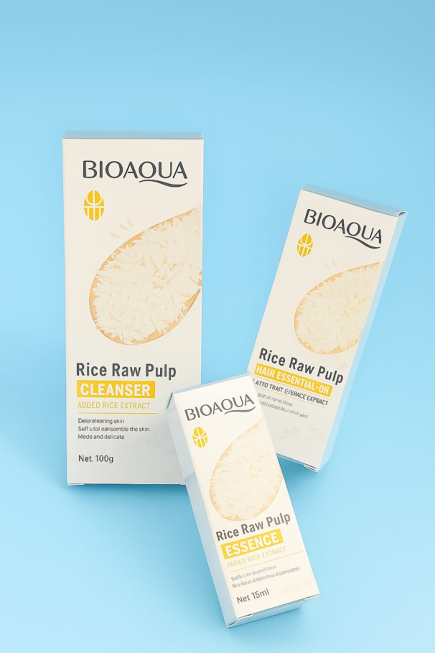 Bioaqua Rice Raw Pulp Face cleanser face serum and hair oil